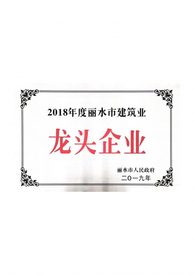 2018年度麗水市建筑業(yè)龍頭企業(yè)